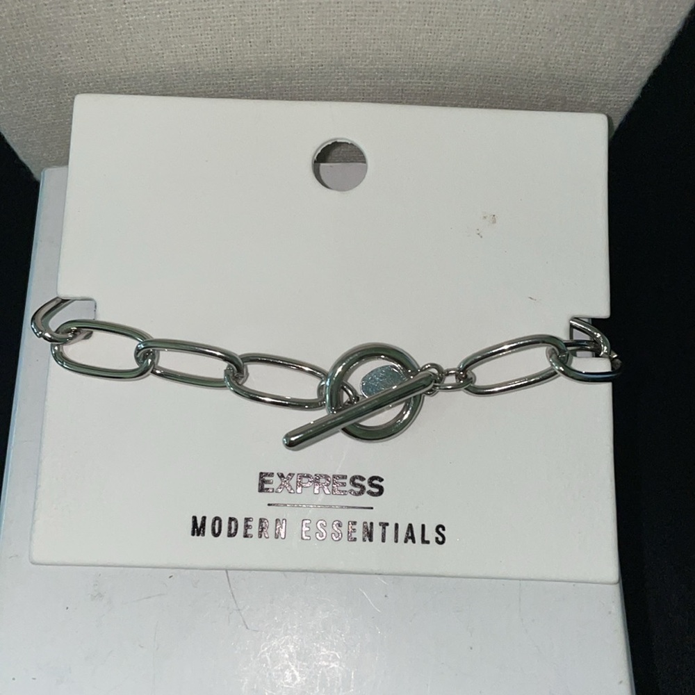 EXPRESS Silvertone Link, toggle clasp bracelet